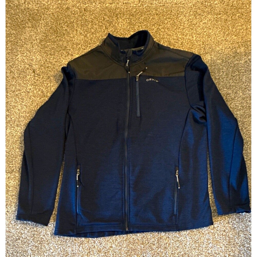 Orvis Men's Navy Size L Classic Collection Full-Zip Jacket Stand Collar Large